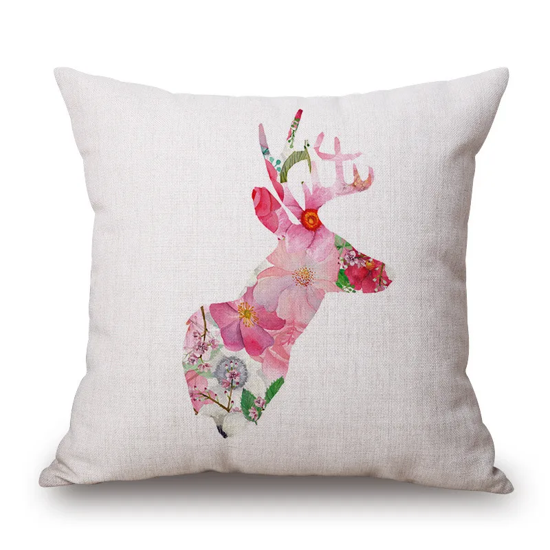 Fashion High Quality Cotton Linen Creative Geometric Deer Head Car Decorative Throw Pillow Case Cushion Cover Sofa Home Decor | Дом и сад