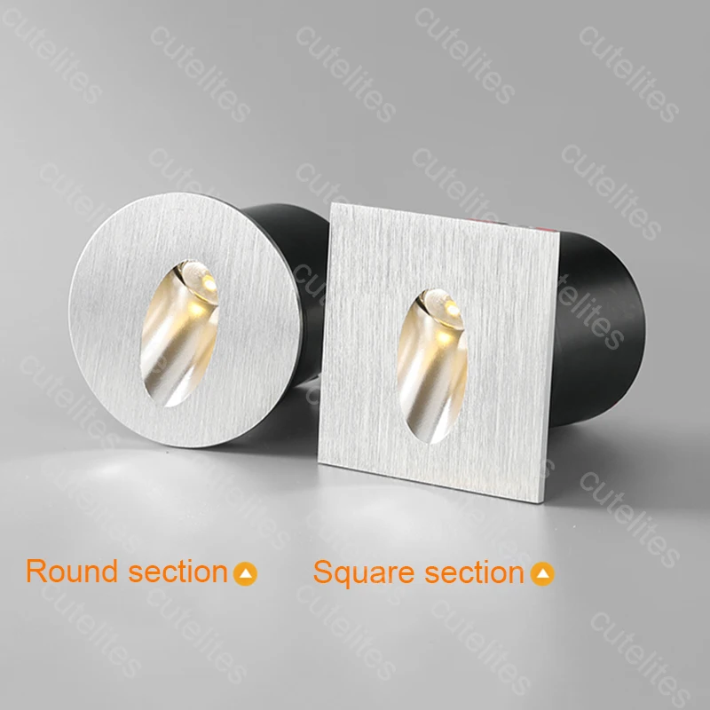 Встраиваемый светодиодный светильник для лестницы Круглый квадратный 1 Вт/3 Вт