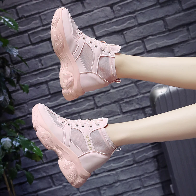 

Inner-Heightened Net Shoes Women's Breathable Summer 2019 New Baitao Thick-soled Muffin Cake Shoes Slope-heeled Sports Shoes