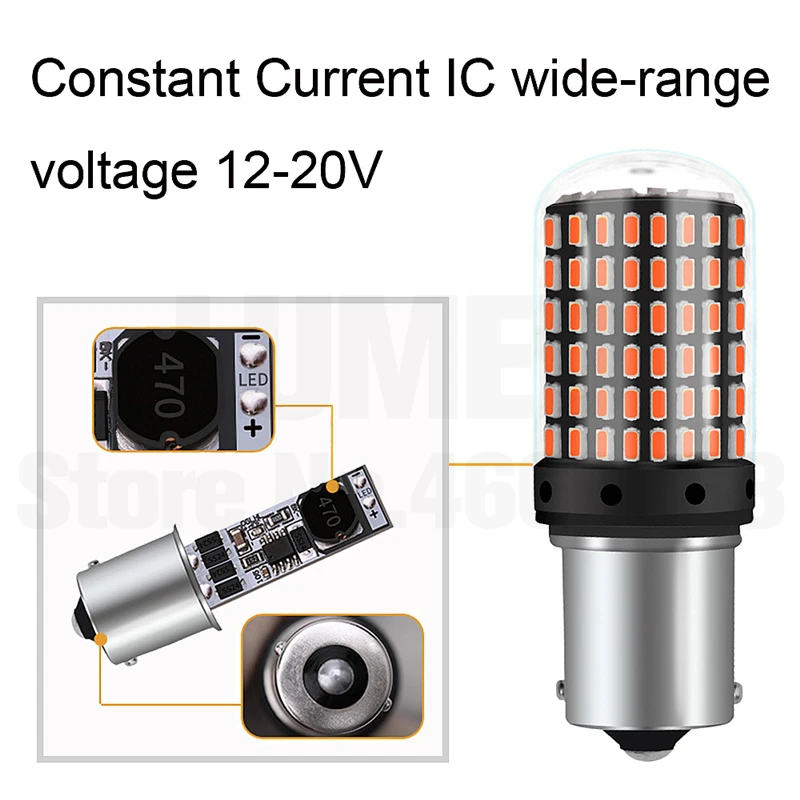 1x1156 BA15S P21W Автомобильный светодиодный светильник BAU15S PY21W T20 7440 W21W s 3014 144smd Canbus Нет