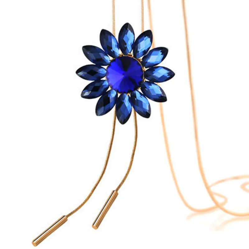 ZIRIS Fashion long tassels sweater necklace Han edition of the sun flower crystal women .Chain length 72cm | Украшения и