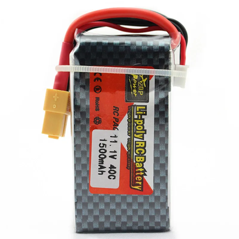 Аккумулятор 11 1 V 1500Mah 3S 40C ZOP Li-Po XT60 штекер для радиоуправляемого квадрокоптера