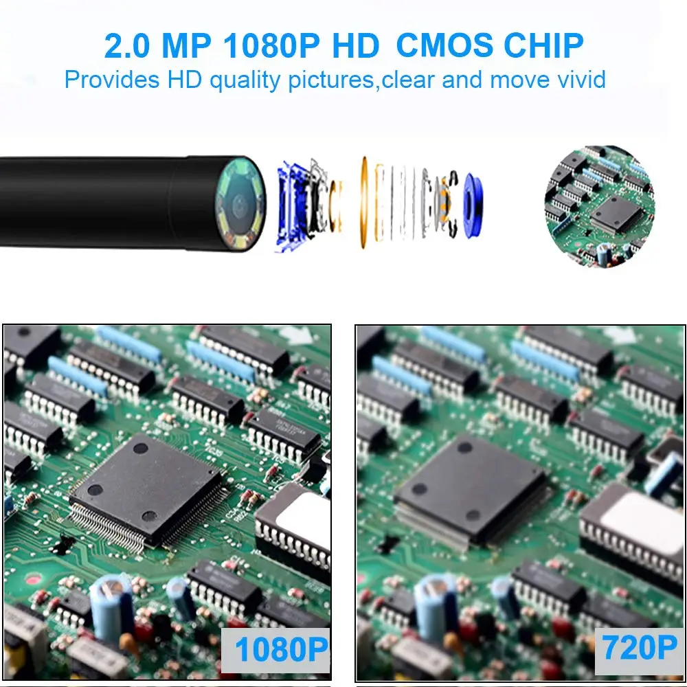 Wi Fi бороскоп HD 2MP 1080P эндоскопическая камера IP68 Водонепроницаемый 6 светодиодный