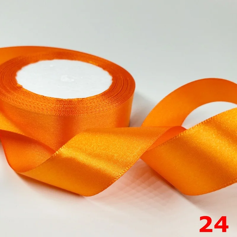 color 24 HL 5 м/10 м "(25 мм) много цветов сплошной цвет атласные ленты Свадебные декоративные подарочные коробки декоративно-упаковочная лента DIY ремесла R006 - Цвет: color 24