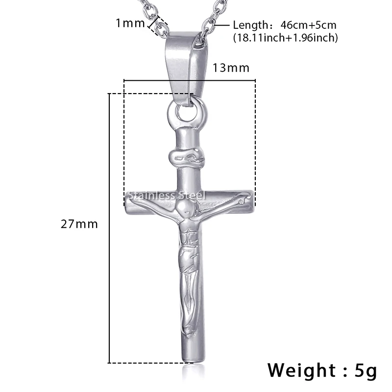 Davieslee Jesus Christ Cross Pendant Necklace for Women Gold Silver Color Stainless Steel Chain Rolo Link LKNM148 | Украшения и