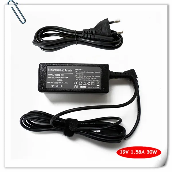 

AC Adapter Charger for HP Mini 19V 1.58A 30W 496813-001 540402-003 621140-001 534554-002 535630-001 Laptop Power Supply Cord
