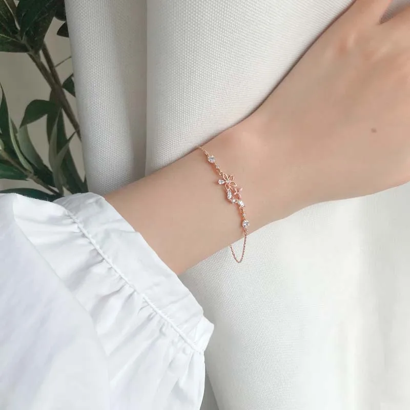 Flower Fairy Series Mori Fresh Butterfly Bracelet Female Japanese and Korean Fine Minute Zircon Handwear | Украшения и аксессуары