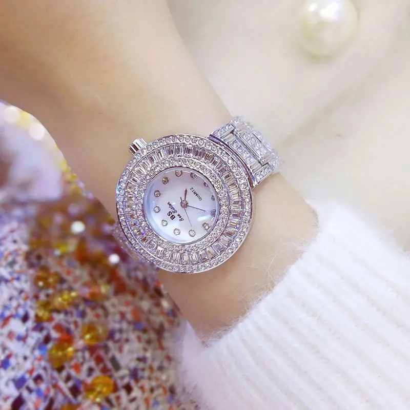 Женские кварцевые часы из нержавеющей стали роскошные золотистые наручные