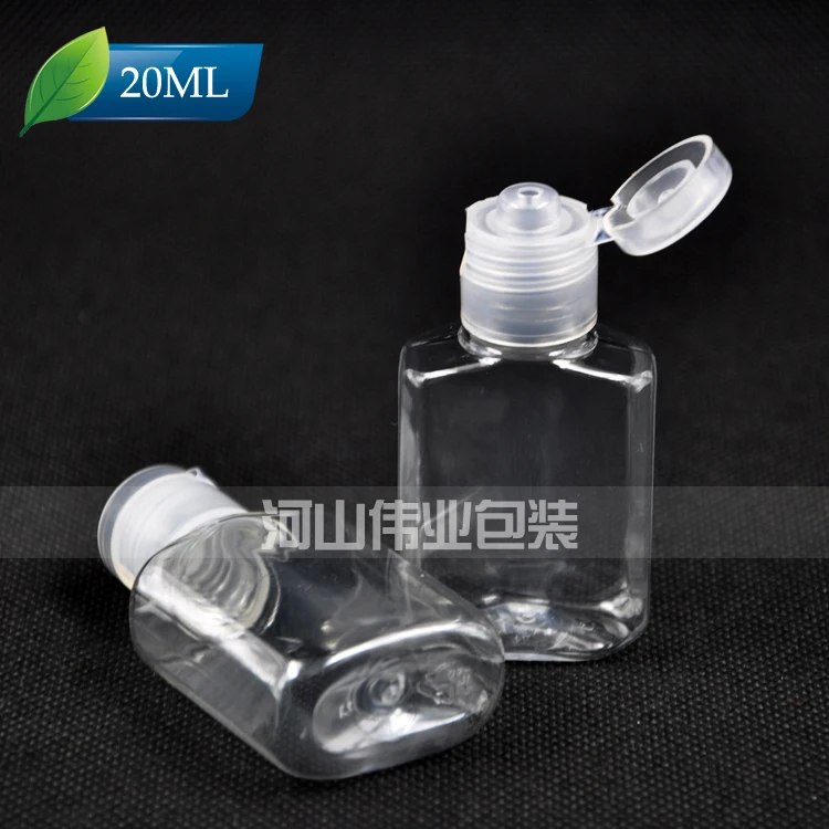 20 мл прозрачная прямоугольная бутылка с Откидывающейся Крышкой для шампуня