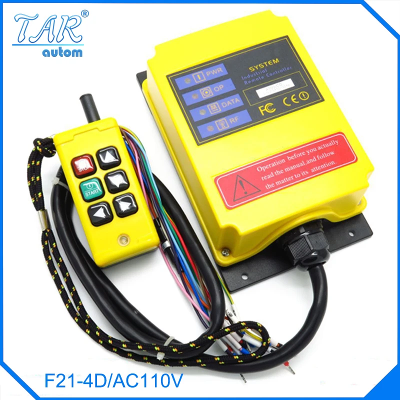

two Speed four - direction crane industrial wireless remote control transmitter 1 receiver F21-4D/AC110 sensor motion livolo