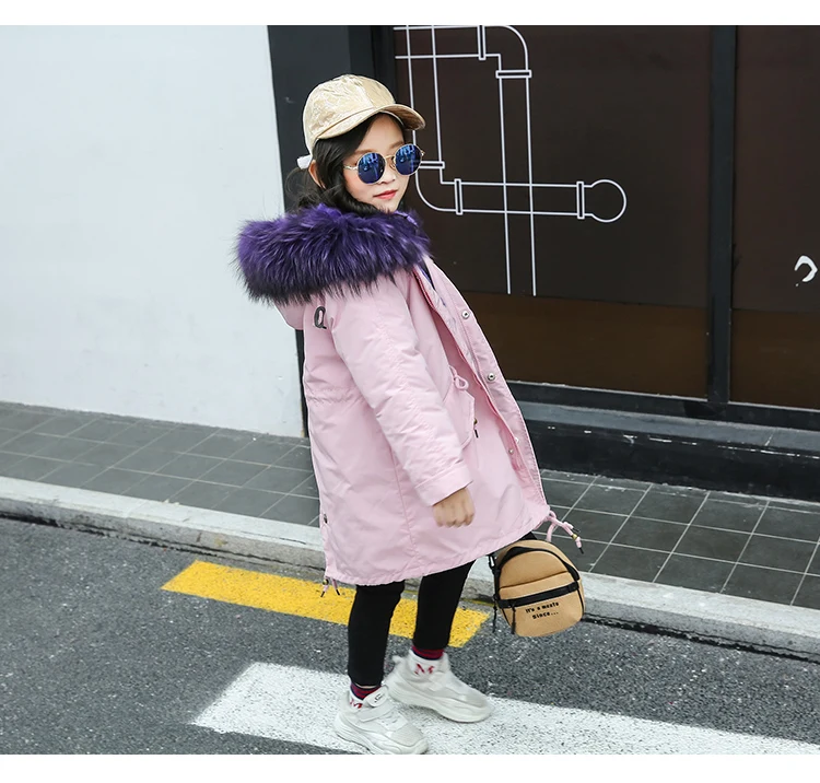 Carhartt/куртка детские зимние длинные пальто с капюшоном из натурального енота, парки модная повседневная верхняя одежда с подкладкой из натурального кроличьего меха для девочек