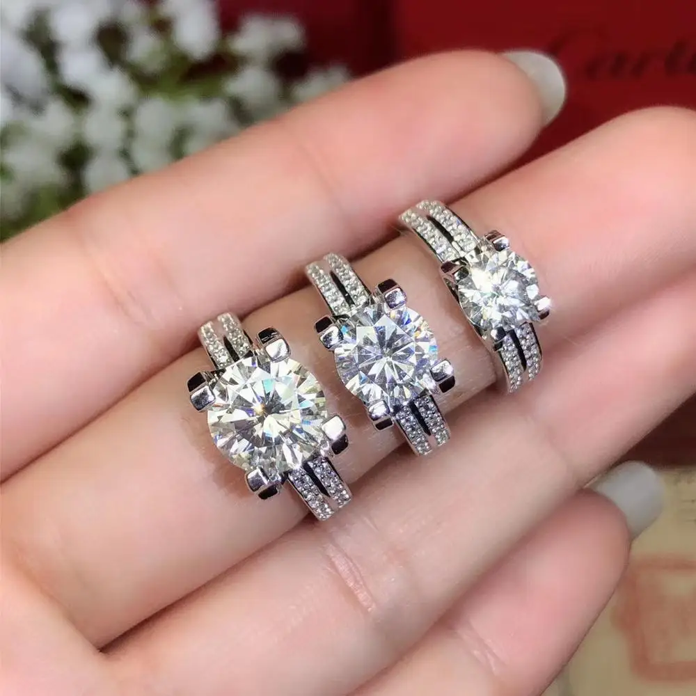 Новое ювелирное изделие Qi Xuan_Fashion Jewelry_1 ~ 3 карат муасsanт простой Rings_S925 солидная