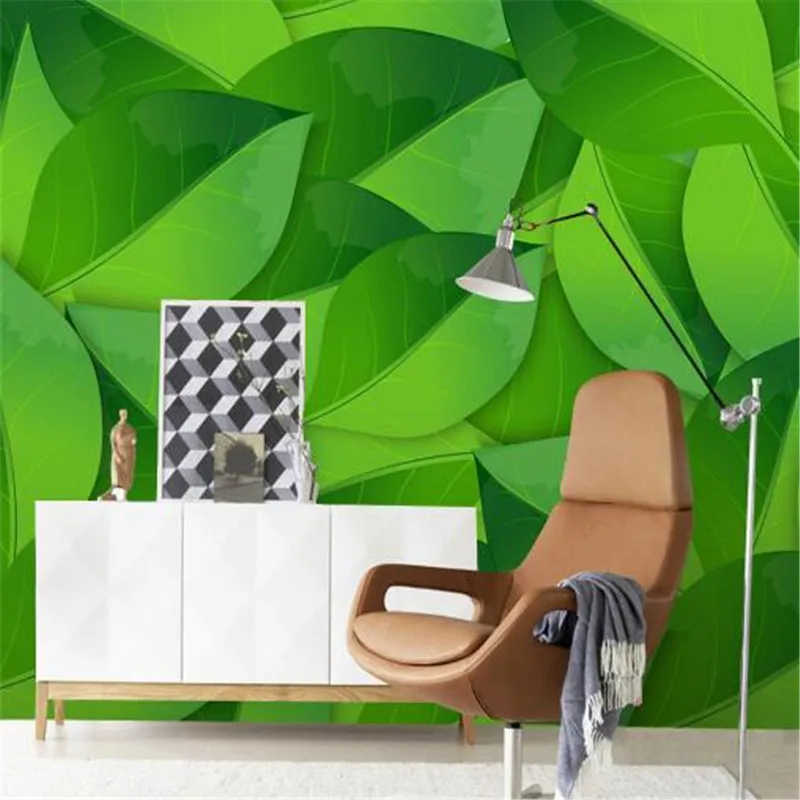 

Natural Simplicity 3D Wallpapers Roll Green Leaves Custom Wallpaper Photo Mural Eye Protection Wallpapers for Living Room