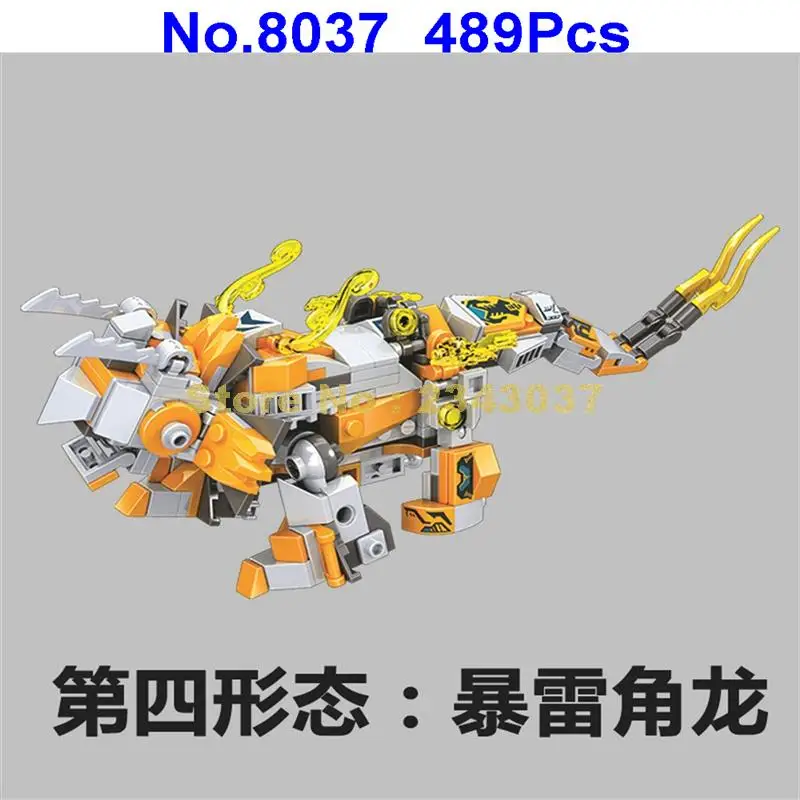 8037 489pcs 4 Shapes Deformation Robot Mech Dragon Griffin Dinosaur 1 Building Blocks Toy | Игрушки и хобби