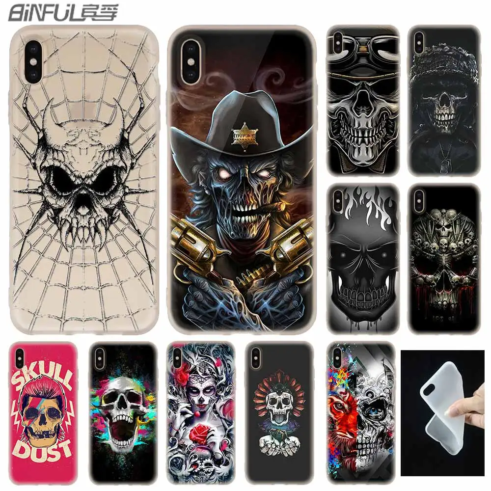 Элегантный винтажный Чехол с черепом силиконовый мягкий чехол для iPhone 12 11 Pro X XS Max