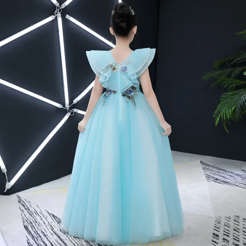 

Elegant Princess Flowers Girl Dress Summer Tutu Wedding Birthday Party Dresses For Girl Children's Costume Teenager Prom Designs