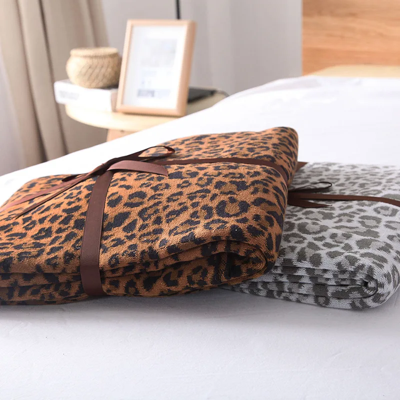 High Quality 120*180cm Leopard Knitted Thread Blanket for Bed Cotton Sofa Decorative Throw Blankets Bedspread Birthday Gift | Дом и сад