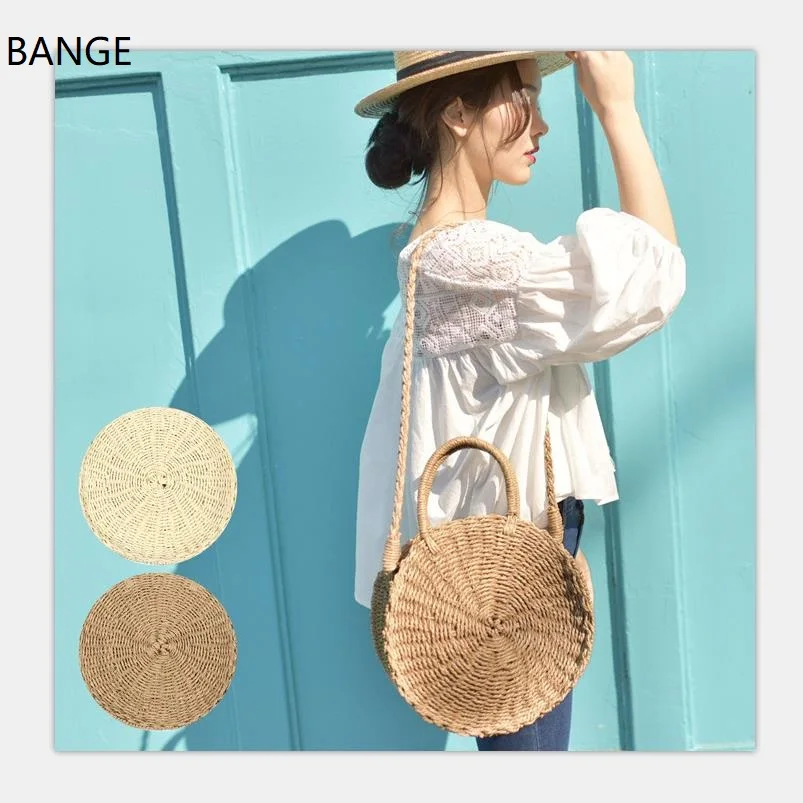 

BANGE Women Round Straw Bag Sac En Paille Rattan Messenger Bags Bamboo Bag Sacoche Femme Sac A Main Rattan Bag Bandtassen Dames
