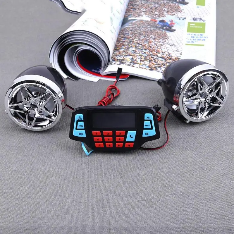 Водонепроницаемый мотоцикл Bluetooth аудио система FM Радио стерео динамик MP3 плеер USB зарядное устройство с экраном дисплея
