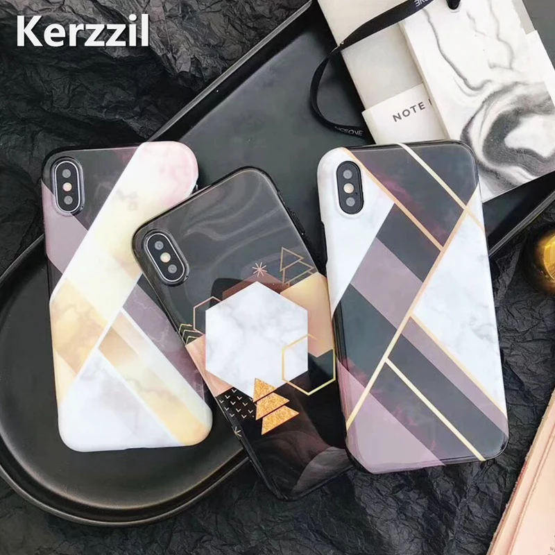 Kerzzil Pyramid геометрические мраморные чехлы для телефонов iPhone 8 Plus Мягкий
