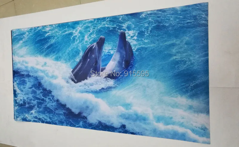 Фото обои для пола стены на заказ 3D стереоскопический Дельфин океан ванная комната пол Фреска ПВХ обои самоклеющиеся пол обои
