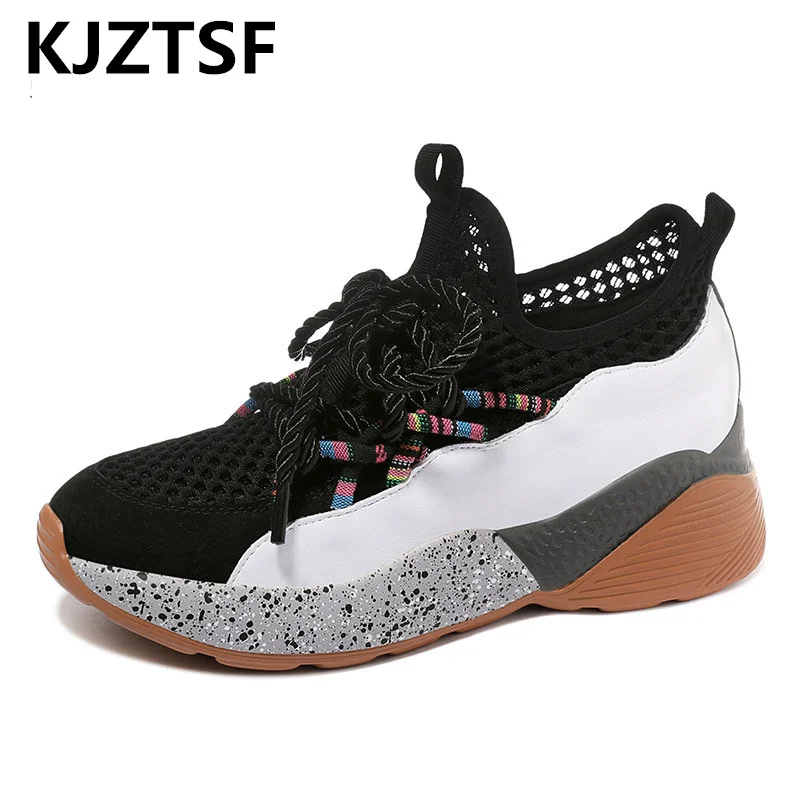 2019 New Spring autumn Ultralight platform sneakers women Hot sale fashion white jogging leather Lace-up casual shoes | Обувь