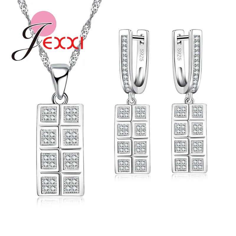

Wholesale Fashion Design Jewelry Set in 925 Sterling Silver Pendant Necklace & Earrings Bridal Bijoux Jewelry