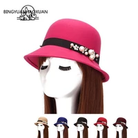 bingyuanhaoxuan fashion 2017 casual spring winter warm felt hat from vintage hats for women floppy cap ladies imitation wool
