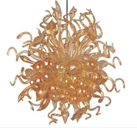 110v120v mini beautiful amber colored hand blown glass chandelier crytal lotus light with led bulbs