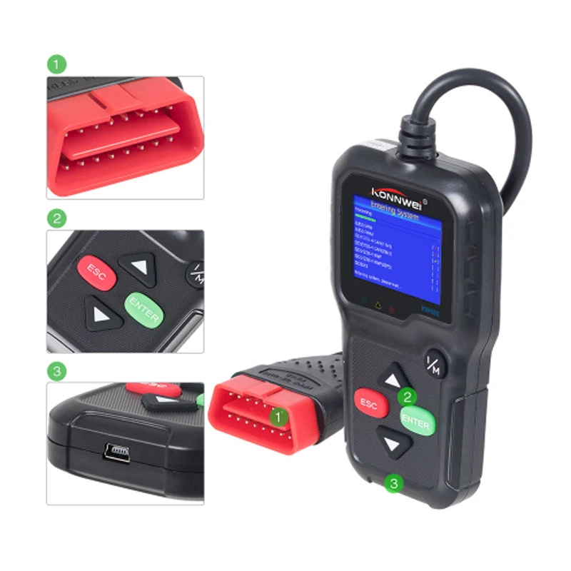 OBD2 сканер OBD Автомобильный диагностический инструмент KONNWEI KW680 считывает четкие