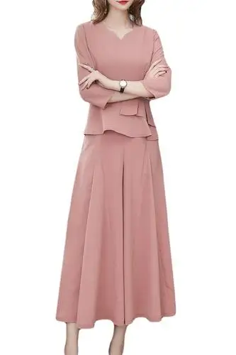 Корейский комплект из 2 предметов с широкими штанинами и карманами на молнии