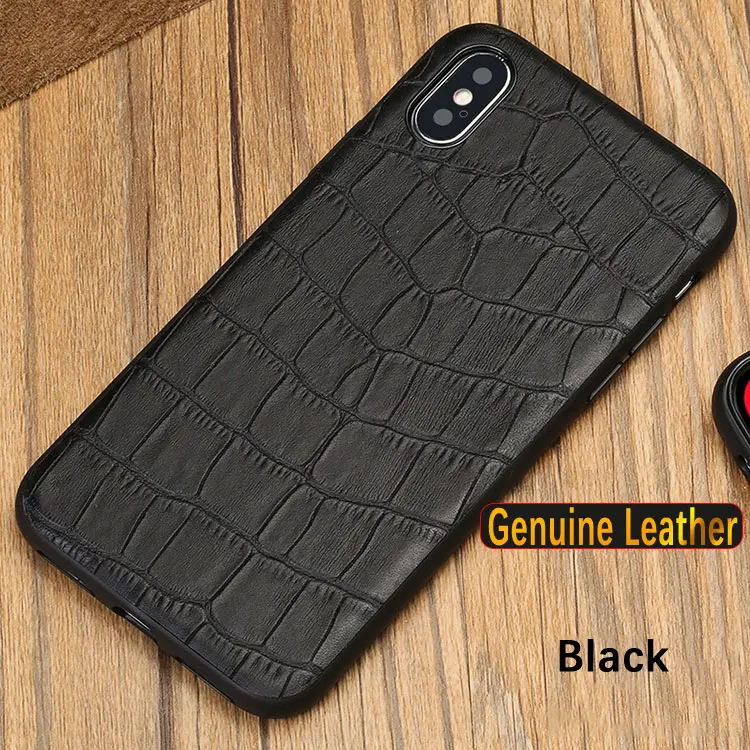 Black Роскошный чехол из натуральной кожи для Apple Iphone X 8 7 Plus 6S XS MAX XR чехол полное заднее покрытие для Iphone 6 10 - Цвет: Black