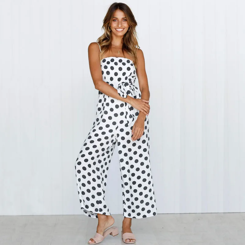 

ELSVIOS Women's Polka Dot Camisole Jumpsuit Strapless Summer Romper Sexy Backless Wide Leg Pants Women Jumpsuits Casual Overalls