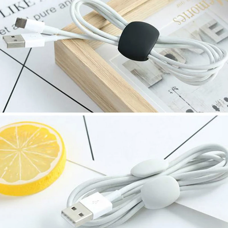 4pcs Cable Winder Simple Round Clip USB Charger Holder Desk Tidy Organiser Wire Cord Lead For Desktop Fixed | Электроника