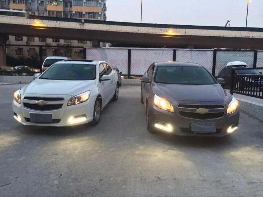 Светодиодный дневные ходовые огни DRL, противотуманная фара для Chevrolet chevy Malibu 2011- с желтым указателем поворота чехол