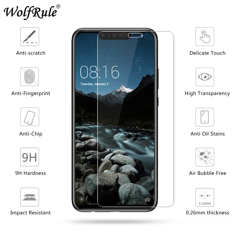 2 piezas de vidrio Protector de pantalla Huawei Nova 3 vidrio templado para Huawei Nova 3 vidrio de tel&eacute;fono Anti ara&ntilde;azos pel&iacute;cula Nova 3 WolfRule-1