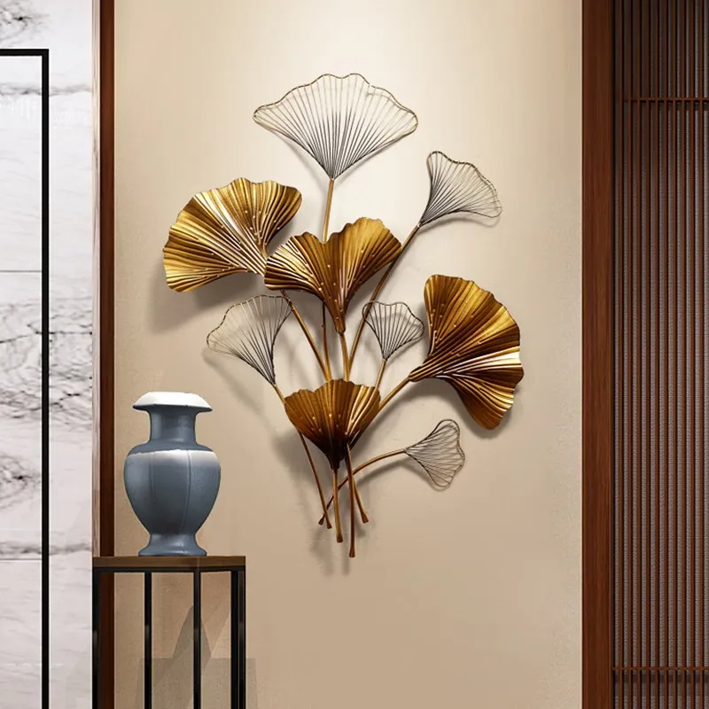 Новая китайская стена из кованого железа Ginkgo Biloba ремесла креативный настенный диван фон Фреска украшения дома аксессуары R629