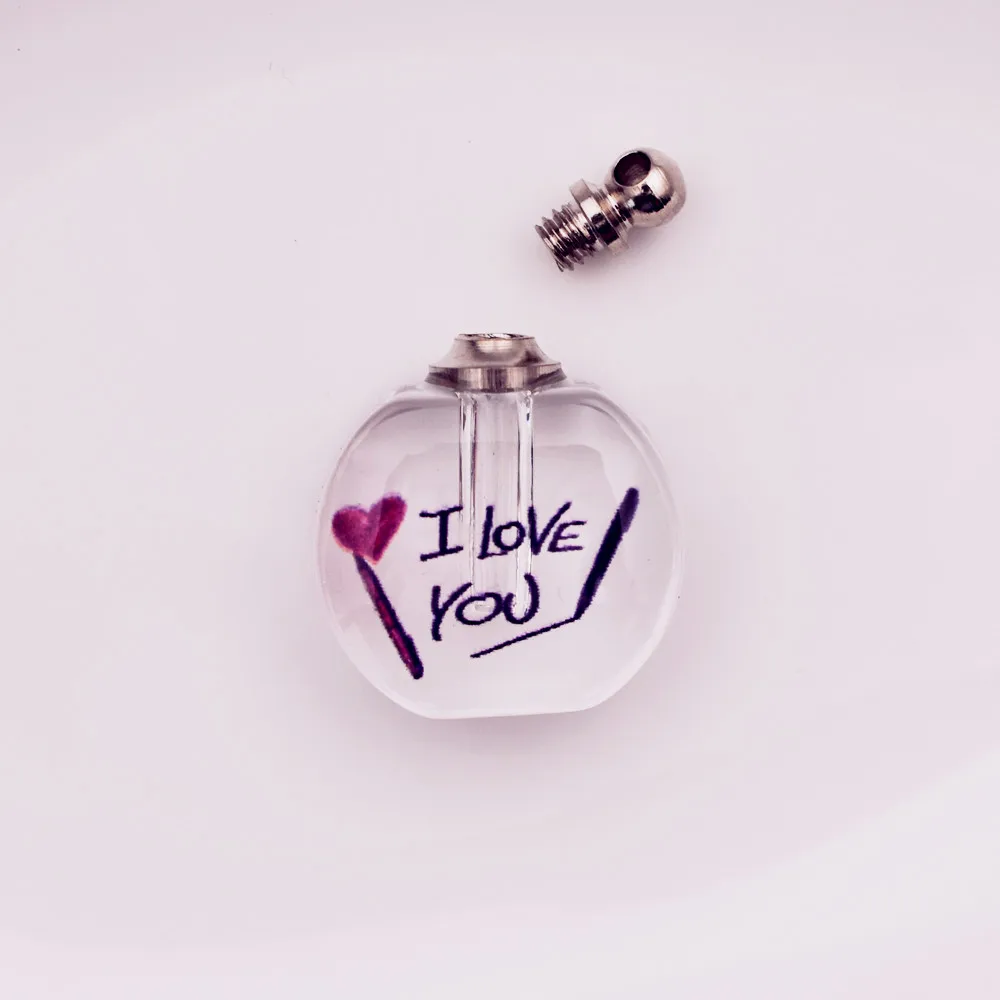 Iloveyou 10 шт./лот Свадебные ЛЮБОВЬ Стекло Хрустальные Флаконы подвеска в виде бутылочки парфюма рисовое Искусство DIY подарок Подвески кулон браслет кулон - Окраска металла: Iloveyou
