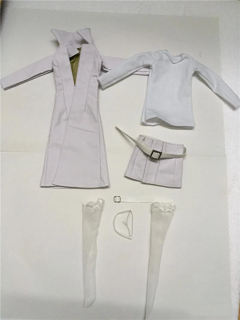 

1/6 Female White Leather Overcoat Costume for 12" Body