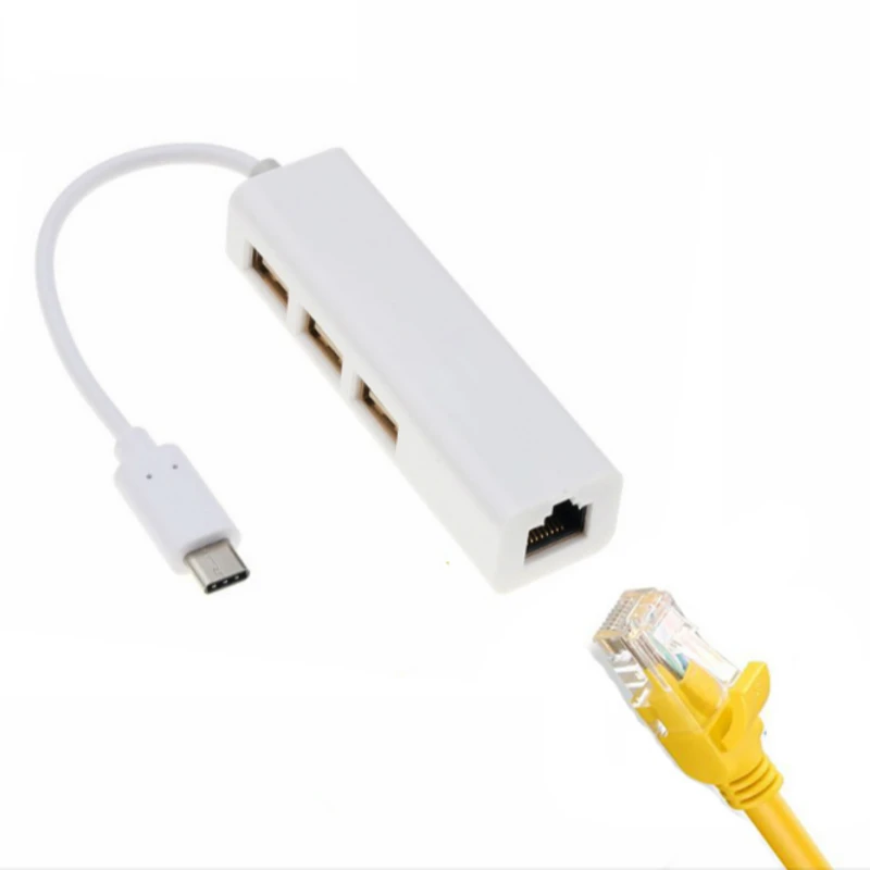 Адаптер Ethernet USB C концентратор RJ45 Lan 2 0 3 порта сплиттер для Macbook Pro Air Type Hub|Сетевые