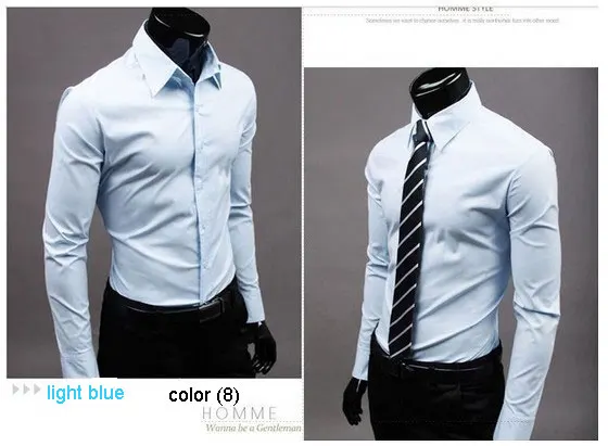 17 2015 color Mens Slim fit Unique neckline stylish Men's Dress long Sleeve Shirts dress shirts size: M-XXL famous brand men | Мужская