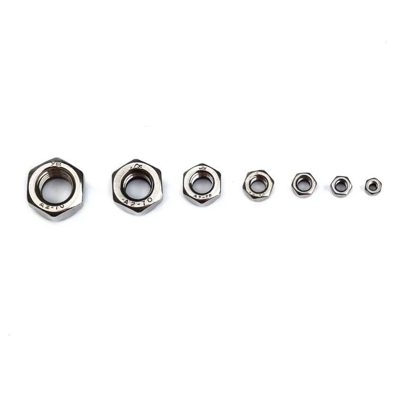 ZENHOSIT 170 шт./компл. нейлоновые гайки крепежа M3/M4/M6/M8/M10/M12 метрической резьбы Нержавеющая сталь самоблокирующийся шестигранный Стопорная гайка комплект