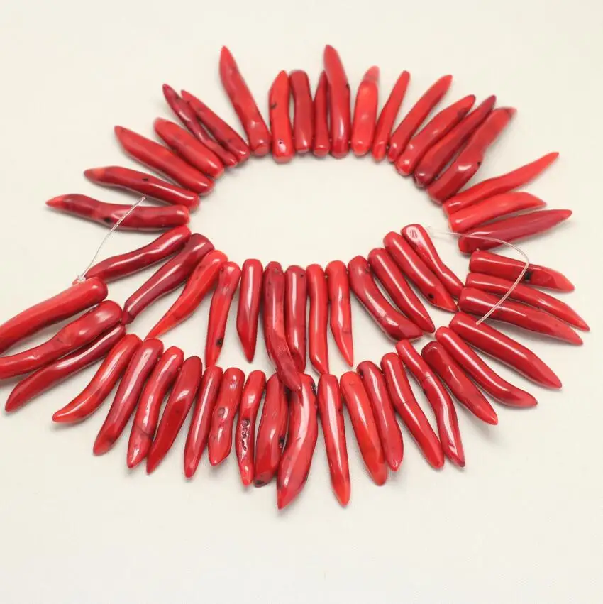 Approx 48pcs/Strand Chilli Pepper Shape Natural Red Coral Sticks Beads Pendant Necklace Top Drilled Smooth Jewelry Making |