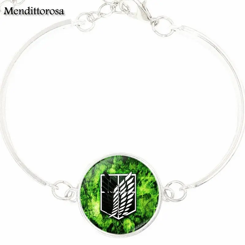 For Women Party Gift Fashion Silver Plated Jewelry Glass Cabochon Bracelet Bangle Attack on Titan Levi Ackerman | Украшения и