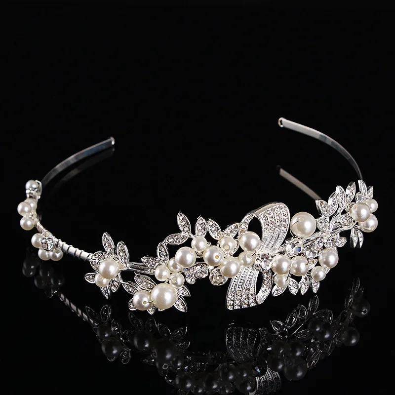 Великолепная свадебная тиара SLBRIDAL в стиле арт деко повязка на голову украшение