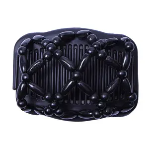 Заколка-гребень для волос женская, деревянная расческа с двумя бусинами, в стиле ретро