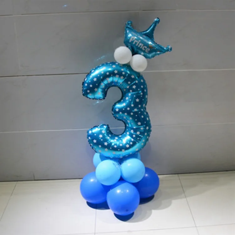 17pcs blue 3 LAPHIL счастливый первый праздничный колпак декоративная крышка один Принцесса Корона ребенок 1-й 2-й 3-й день рождения украшения Дети 1 Год Вечерние Suppl - Цвет: 17pcs blue 3