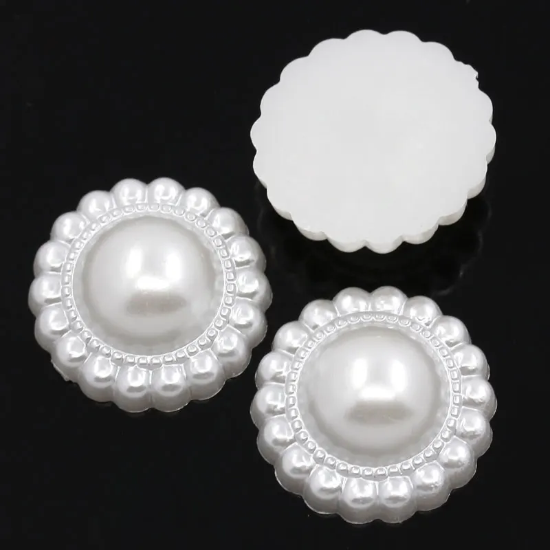 DoreenBeads Acrylic imitation pearl Embellishments Findings for Craft/ Wedding/ Phone Flower White 20mm Dia 50PCs 2015 new | Украшения и
