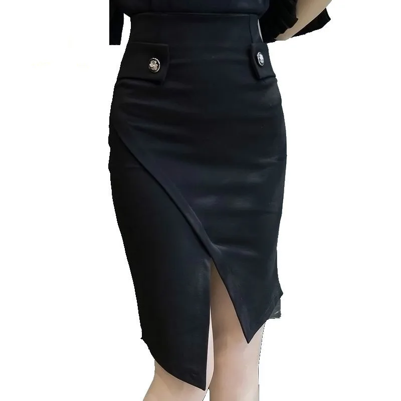 

New Women 's Fashion High Waist Irregular Large Size Skirt Before The Split Slim Career Skirt Plus Size S-5XL