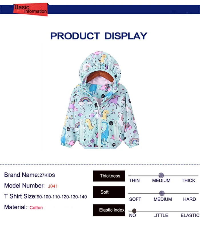 Unicorn Girls куртки Baby Girl Boy Одежда Весна Дети С Длинным Рукавом Печати Капюшоном